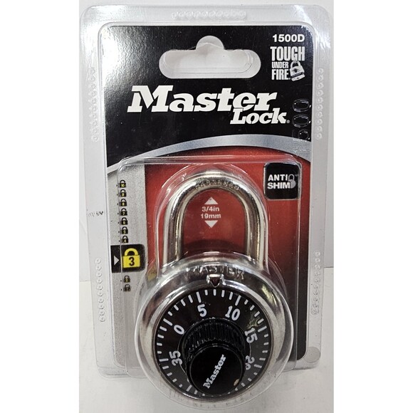 Combination Master Lock 1500D‎ Padlock For Lockers 3/4" with Anti-Shim 1716M - Picture 1 of 2